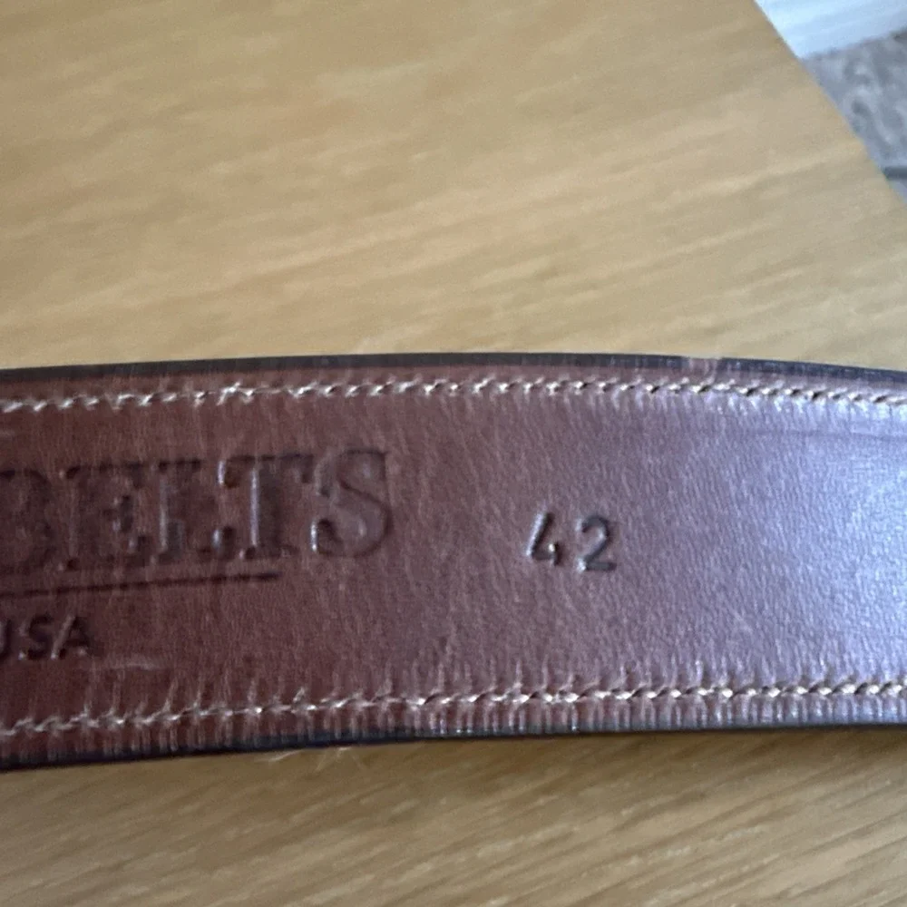 Hanks Belts Brown Leather Belt Size 42 Made in USA Model 2400